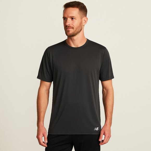 New Balance Men’s Black Performance Short Sleeve Shirt – Size XL - Picture 1 of 4